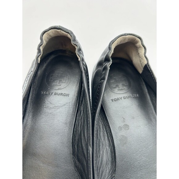 Tory Burch Matte Black Minnie Travel Ballet Flats Womens 6.5 Worn See Pics - Picture 10 of 11